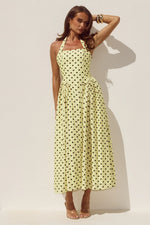 Load image into Gallery viewer, Sammi Halter Midi Dress - Lemon/Choc Polka
