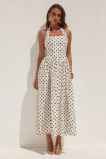 Load image into Gallery viewer, Sammi Halter Midi Dress - Cream/Black Polka
