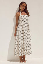 Load image into Gallery viewer, Sammi Halter Midi Dress - Cream/Black Polka
