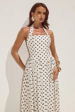 Load image into Gallery viewer, Sammi Halter Midi Dress - Cream/Black Polka
