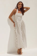 Load image into Gallery viewer, Sammi Halter Midi Dress - Cream/Black Polka
