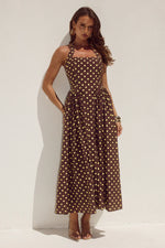 Load image into Gallery viewer, Sammi Halter Midi Dress - Choc/Lemon Polka
