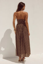 Load image into Gallery viewer, Sammi Halter Midi Dress - Choc/Lemon Polka
