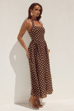 Load image into Gallery viewer, Sammi Halter Midi Dress - Choc/Lemon Polka
