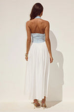 Load image into Gallery viewer, Sammi Halter Midi Dress - Sky Blue/White
