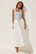 Load image into Gallery viewer, Sammi Halter Midi Dress - Sky Blue/White
