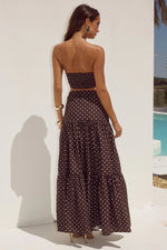 Load image into Gallery viewer, Ayla Tiered Maxi Skirt - Choc/Lemon Polka
