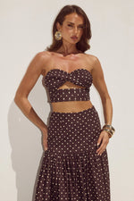 Load image into Gallery viewer, Ayla Strapless Top - Choc/Lemon Polka
