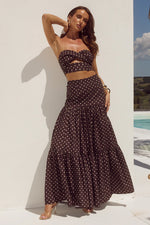 Load image into Gallery viewer, Ayla Strapless Top - Choc/Lemon Polka
