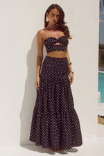 Load image into Gallery viewer, Ayla Tiered Top &amp; Maxi Skirt - Black/White Polka
