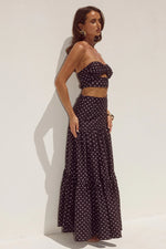 Load image into Gallery viewer, Ayla Tiered Top &amp; Maxi Skirt - Black/White Polka
