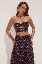 Load image into Gallery viewer, Ayla Strapless Top - Black/White Polka
