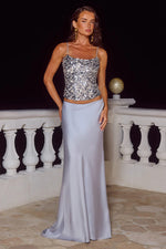Load image into Gallery viewer, Nessa Low Waist Maxi Skirt - Silver

