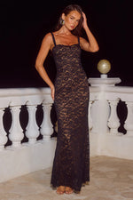 Load image into Gallery viewer, Hailee Lace Corset Maxi Dress - Black
