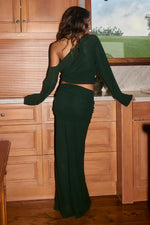 Load image into Gallery viewer, Ruby Low Waisted Ruched Maxi Skirt - Khaki
