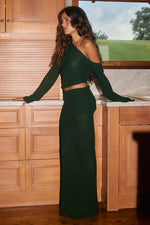Load image into Gallery viewer, Ruby Low Waisted Ruched Maxi Skirt - Khaki
