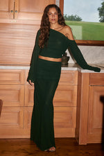 Load image into Gallery viewer, Ruby Low Waisted Ruched Maxi Skirt - Khaki
