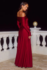 Load image into Gallery viewer, Abbie Off Shoulder Maxi Dress - Cherry
