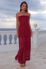 Load image into Gallery viewer, Jessica Floral Detail Maxi Dress - Cherry
