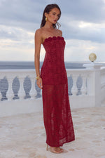 Load image into Gallery viewer, Jessica Floral Detail Maxi Dress - Cherry
