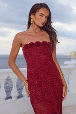 Load image into Gallery viewer, Jessica Floral Detail Maxi Dress - Cherry
