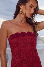 Load image into Gallery viewer, Jessica Floral Detail Maxi Dress - Cherry
