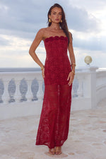 Load image into Gallery viewer, Jessica Floral Detail Maxi Dress - Cherry
