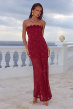 Load image into Gallery viewer, Jessica Floral Detail Maxi Dress - Cherry
