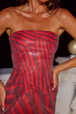 Load image into Gallery viewer, Ibiza Strapless Sequin Mini Dress - Noah Cherry
