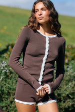 Load image into Gallery viewer, Milenia Sleeved Knit Top - Chocolate
