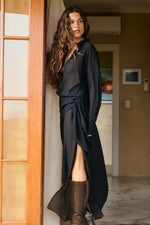 Load image into Gallery viewer, Isabella Shirt Maxi Dress - Black
