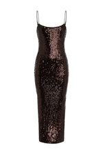 Load image into Gallery viewer, Anette Sequin Midi Dress - Chocolate
