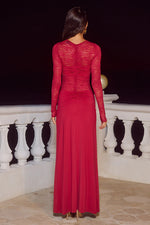 Load image into Gallery viewer, Larna Lace Long Sleeve Maxi Dress - Cherry
