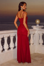 Load image into Gallery viewer, Cassie Glitter Mesh Maxi Dress - Cherry
