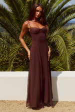 Load image into Gallery viewer, Oleya Bustier Lace Maxi Dress - Chocolate
