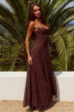 Load image into Gallery viewer, Oleya Bustier Lace Maxi Dress - Chocolate
