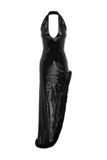 Load image into Gallery viewer, Courtney Faux Fur Trim Maxi Dress - Black
