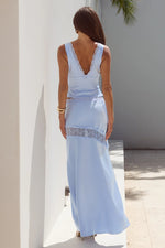 Load image into Gallery viewer, Amara Lace Trim Maxi Skirt - Bluebell
