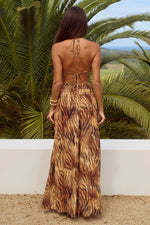 Load image into Gallery viewer, Fontana Deep Plunge Maxi Dress - Tigress Brown
