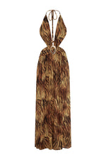 Load image into Gallery viewer, Fontana Deep Plunge Maxi Dress - Tigress Brown
