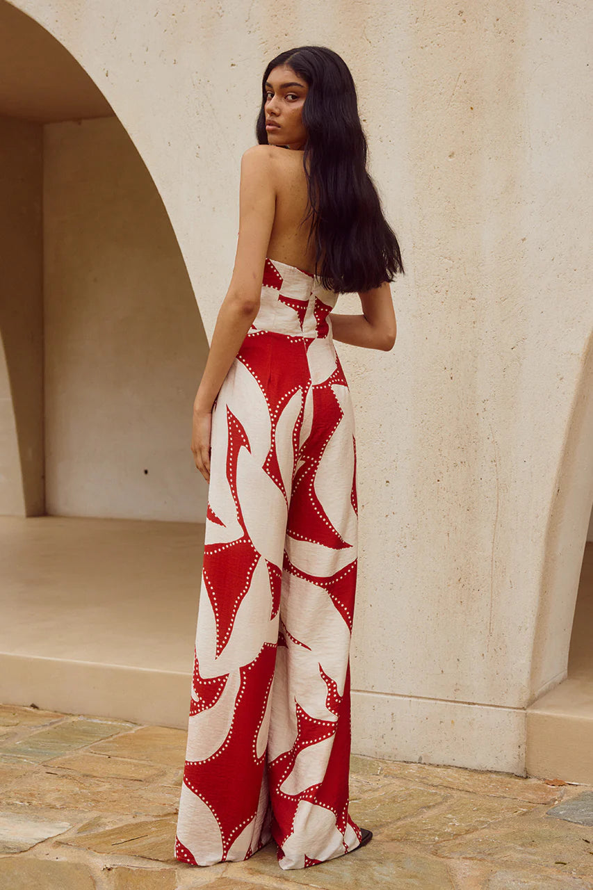 Arlette Halter Jumpsuit - Arlette Red