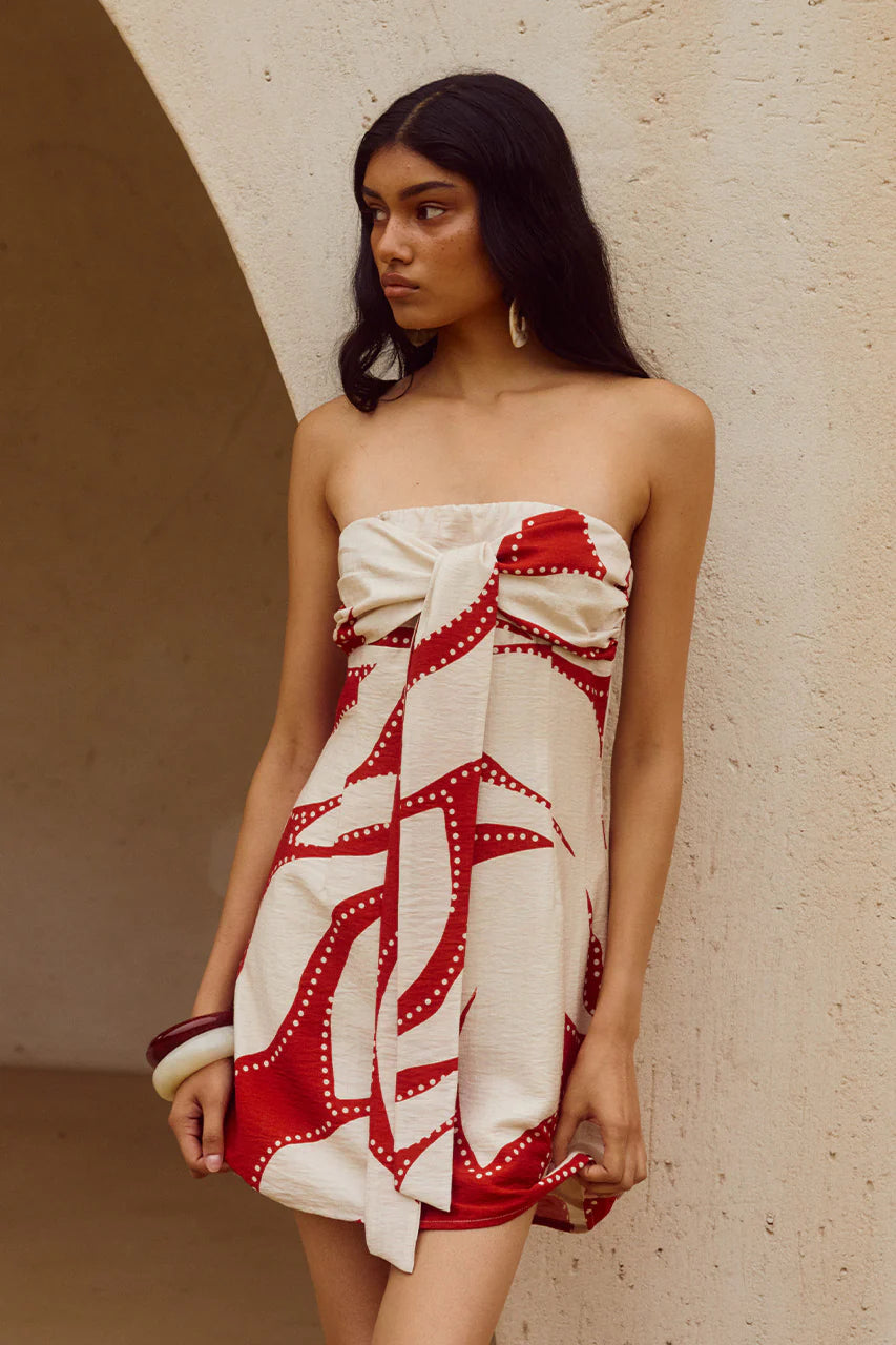 Arlette Strapless Mini Dress - Arlette Red