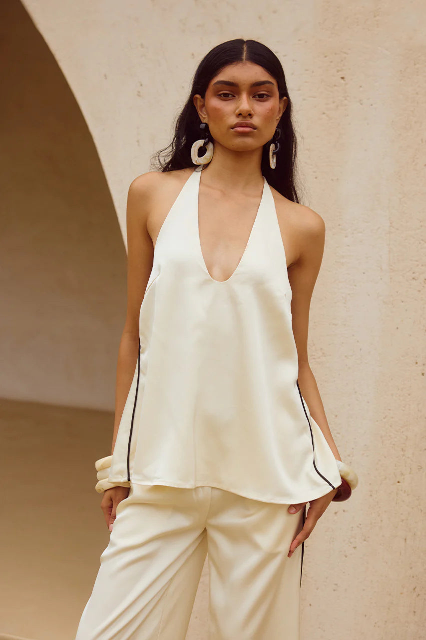 Bailie Halter Top - Cream