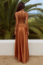 Load image into Gallery viewer, Amadine Deep V Plunge Maxi Dress - Rust
