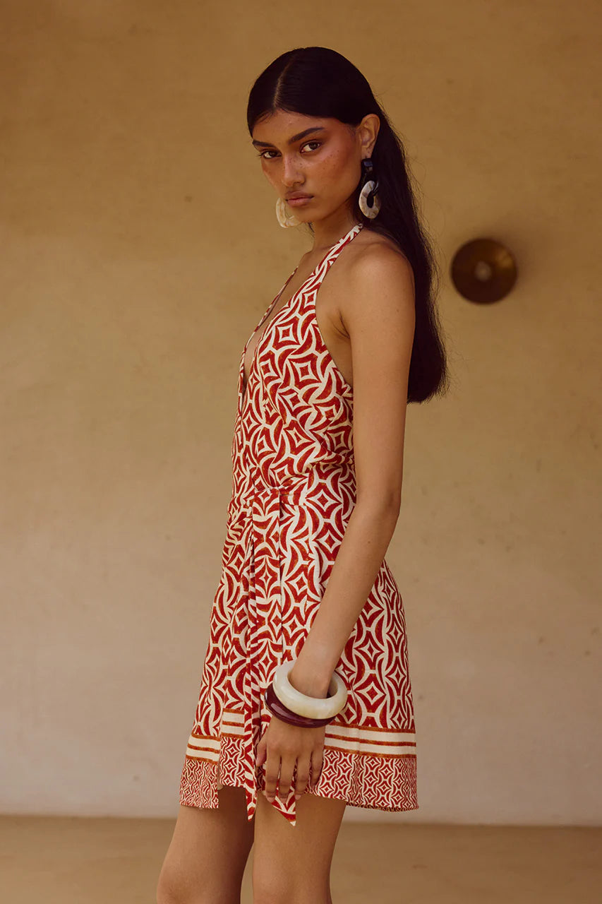 Alara Halter Mini Dress - Alara Red