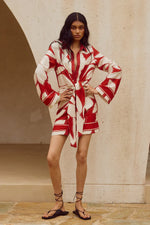 Load image into Gallery viewer, Arlette Sleeved Mini Dress - Arlette Red
