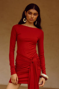 Judah Sleeved Mini Dress - Red