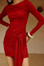 Load image into Gallery viewer, Judah Sleeved Mini Dress - Red
