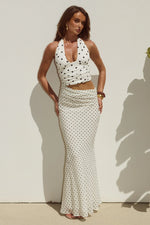 Load image into Gallery viewer, Valeria Halter Cutout Maxi Dress - Cream/Black Polka
