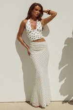 Load image into Gallery viewer, Valeria Halter Cutout Maxi Dress - Cream/Black Polka
